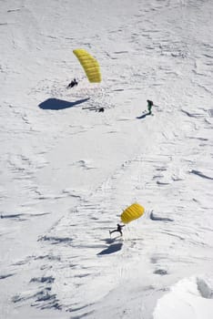 Skier on Mont Blanc mountain range France