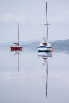 Sailing boat on Llyn Tegid (Bala Lake) Wales
