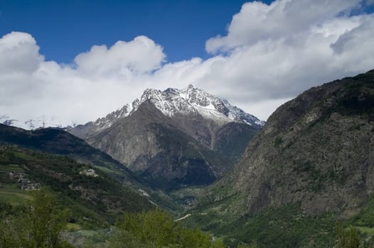 The Mont Blanc mountain range in Chamonix
