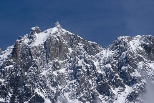 The Mont Blanc mountain range in Chamonix