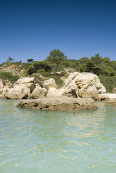 Oura Beach & cliffs in Albufeira, Portugal - portrait orientation