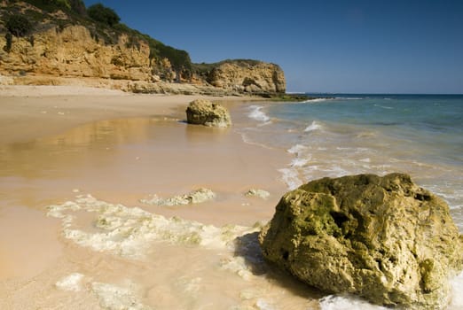 Oura Beach & cliffs in Albufeira, Portugal - landscape orientation