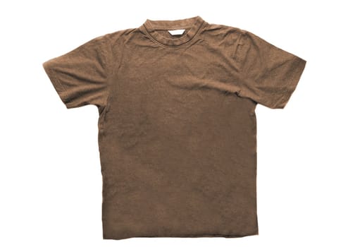 Brown t-shirt isolated on white background