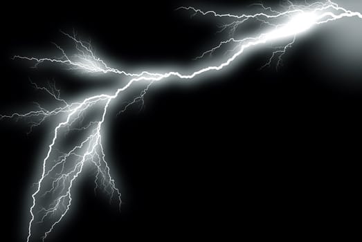 Grayscaled picture of a lightning bolt on a black background
