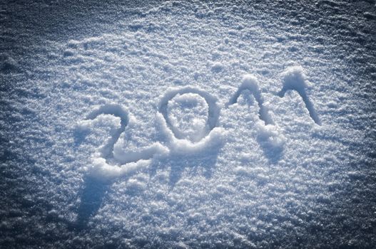 Year 2011 written in Snow with Vignette