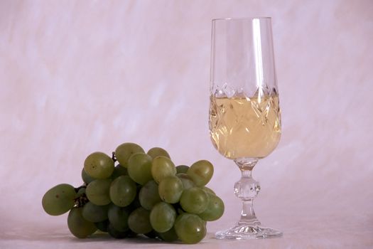 A glass of white wine isolated on painted background