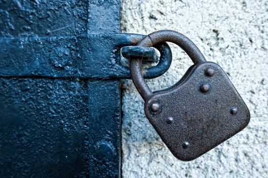 Rusty Lock on an old iron Door