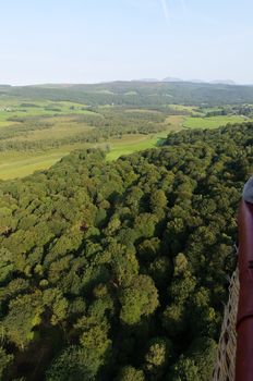 View from hot air balloon in the Lake District National Park Cumbria England