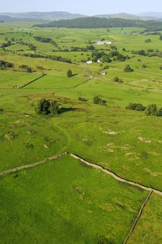 View from hot air balloon in the Lake District National Park Cumbria England