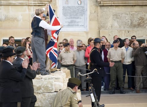 66 years on reenactment of the awarding the George Cross medal to the whole island of Malta on 15th April 1942 for outstanding heroism at war