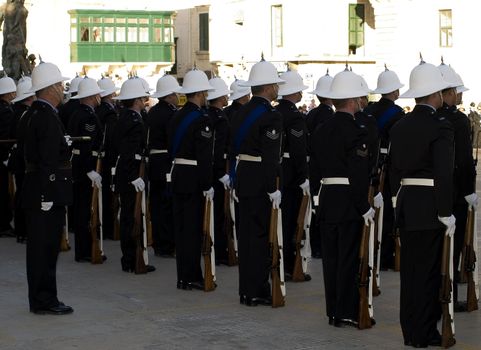Guard of honour officers from the Malta Police Force      