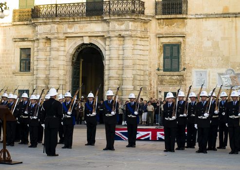 Guard of honour officers from the Malta Police Force      