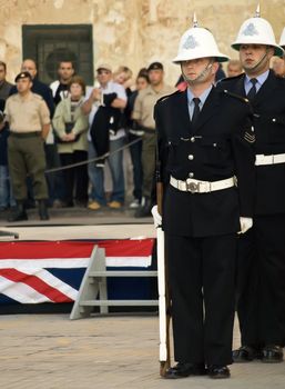 Guard of honour officers from the Malta Police Force      