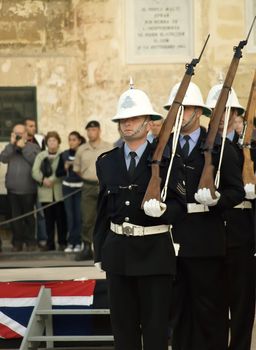 Guard of honour officers from the Malta Police Force      