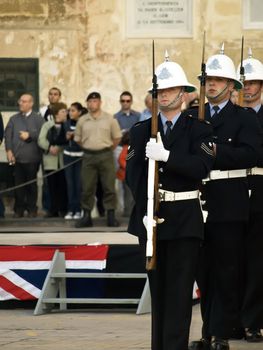 Guard of honour officers from the Malta Police Force      