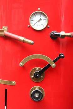 Water pressure gauge of a vintage firebrigade car
