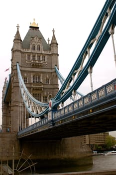 London landmark of Tower bridge spanning the River Thames in London.