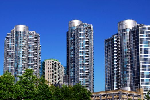 Highrise buildings of a modern condominium complex 