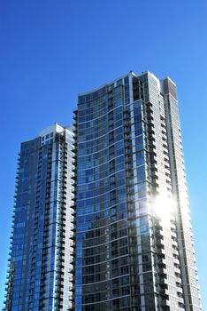 Highrise buildings of a modern condominium complex