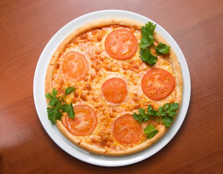 tomato pizza  isolated on white background.Tasty Italian pizza