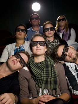 Spectators with 3d glasses on the movie theater