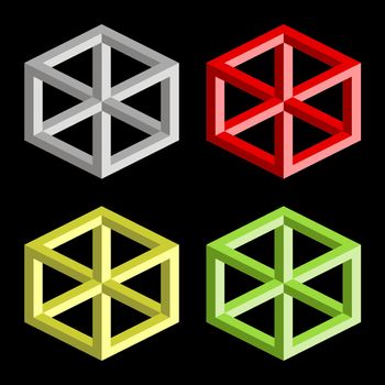 Optical illusion, colorful blocks