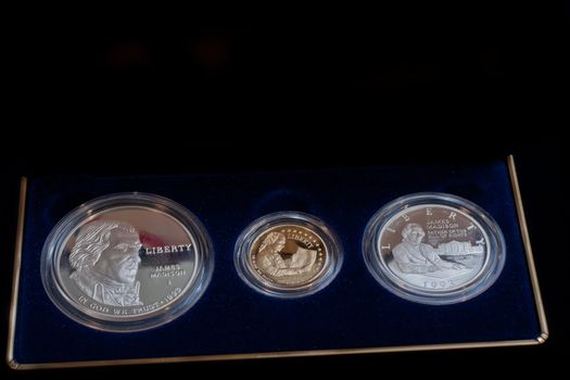 1993 USA bill of rights set with 1/4 ounce gold coin and silver coins