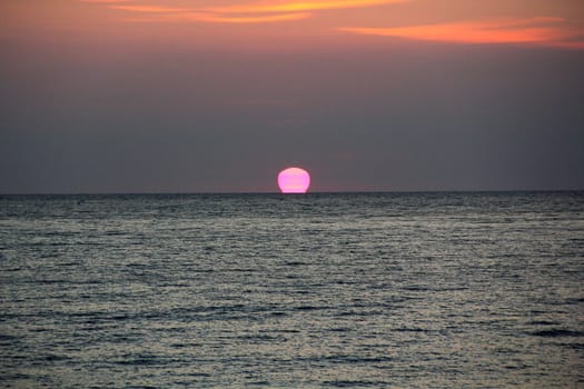 Beautiful evening sea landscape with red sunset