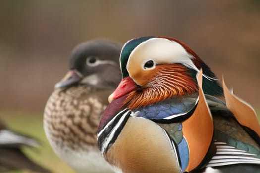 Pair of mandarin ducks