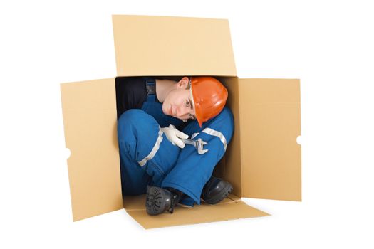 The hired worker arrived from other country in cardboard box