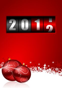 happy new year illustration with counter and christmas balls