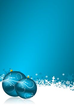 blue christmas background with snowflakes and christmas balls