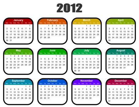 calendar for 2012 year