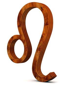 wooden picture zodiac sign on white background