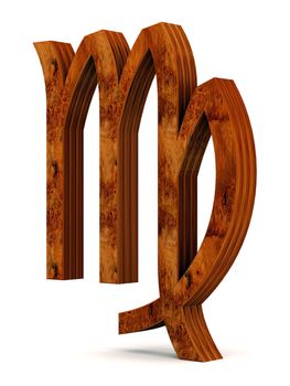 wooden picture zodiac sign on white background