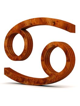 wooden picture zodiac sign on white background