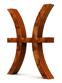 wooden picture zodiac sign on white background