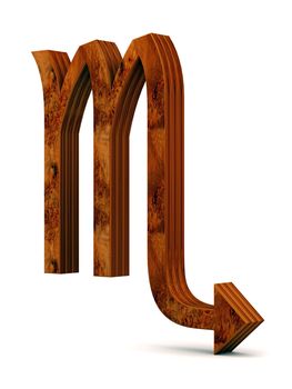 wooden picture zodiac sign on white background