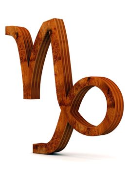 wooden picture zodiac sign on white background