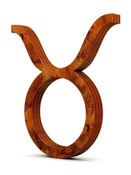 wooden picture zodiac sign on white background
