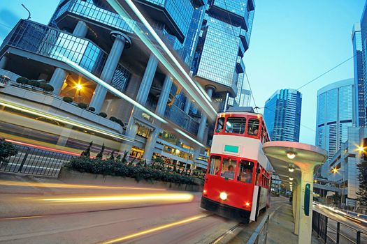 Tram in traffic city
