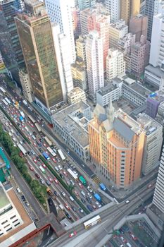 District at Hong Kong, view from skyscraper. 
