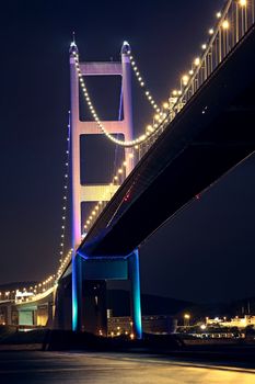 Tsing Ma Bridge in Hong Kong at night 