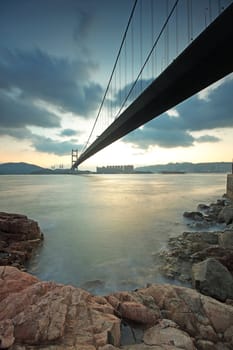 Tsing ma bridge sunset,Hongkong