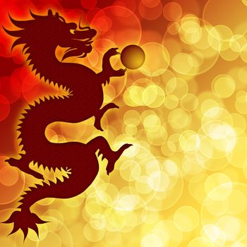 Happy Chinese New Year Dragon with Blurred Bokeh Background Illustration