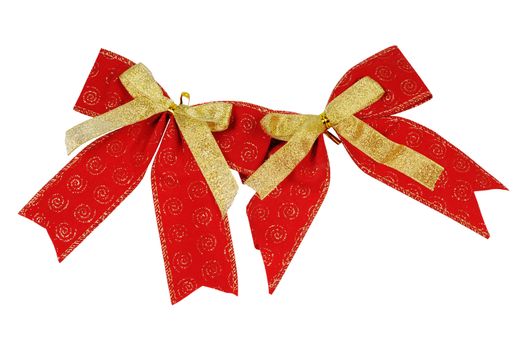 Festive decoration - ribbon and bow. Isolated on white.