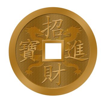 Happy Chinese New Year Dragon Gold Coin Illuistration