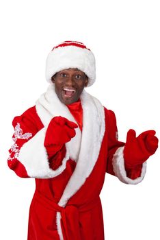 surprised black santa claus on a white background