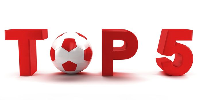 Text TOP 5 with football (soccer) ball instead letter O