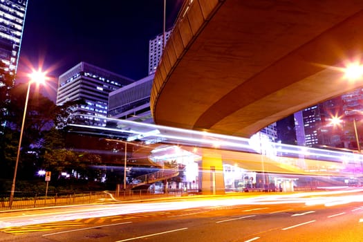 light trails in mega city